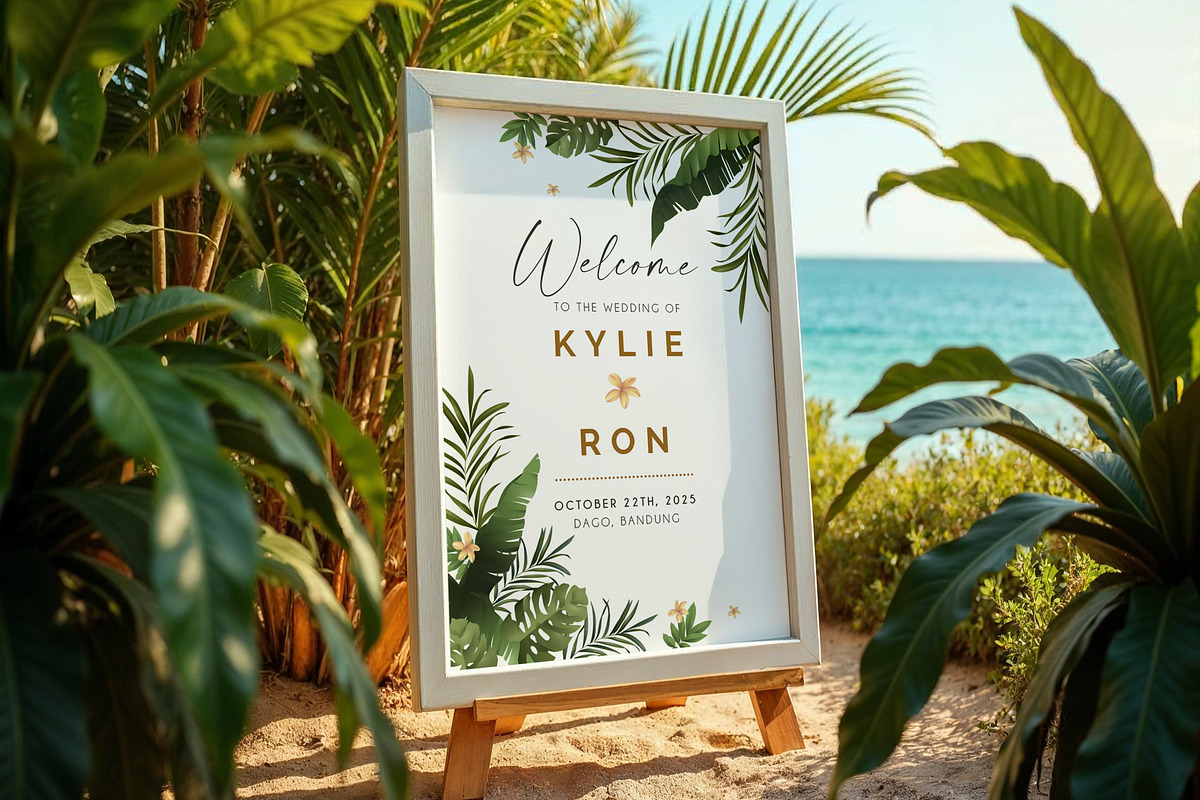 Tropical Wedding Sign, a Stationery Template by Aarley Kaiven (Photo 1 of 2)