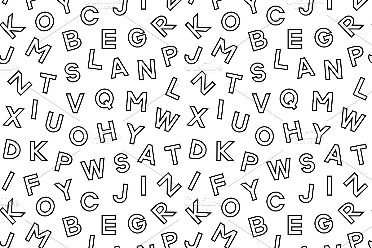 4 Seamless Patterns with Alphabet, a Pattern Graphic by Absent A (Photo 3 of 4)