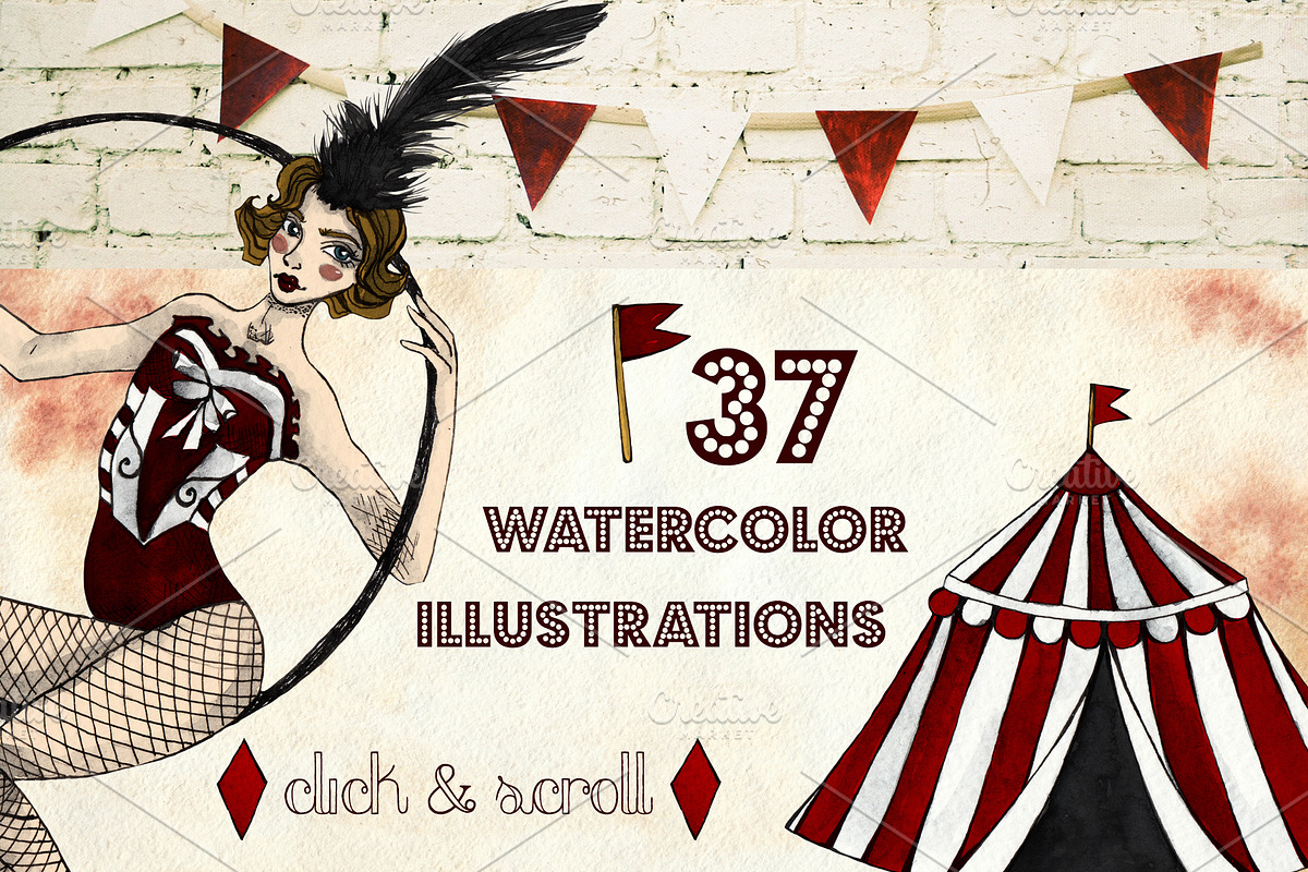 Vintage circus design set, an Illustration by Scarlet Heath Art (Photo 2 of 10)