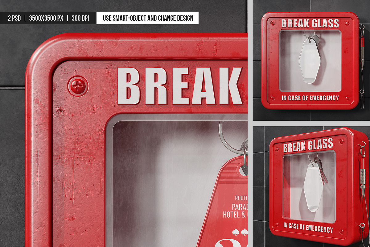 Keychain in Emergency Box Mockup, an Advertising Mockup by SD Mockup (Photo 4 of 4)