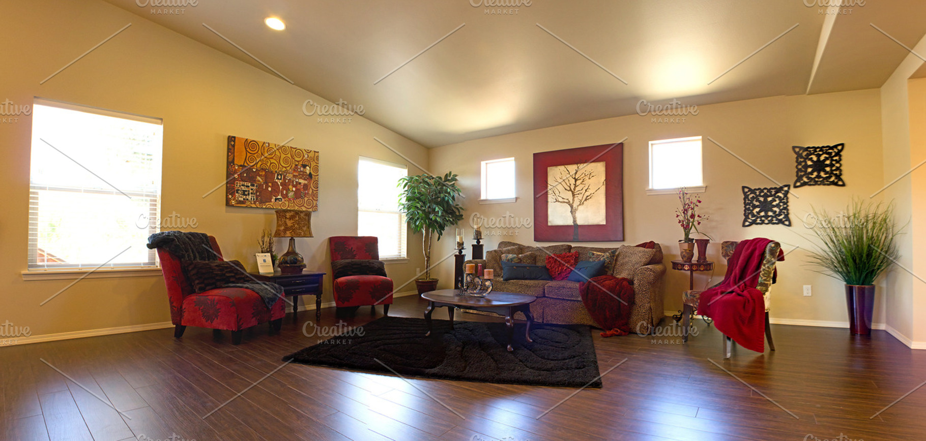 Modern Living Room Containing Ambient Sofa And Bedroom