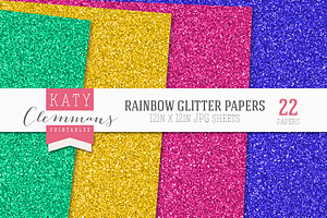 Rainbow Glitter Papers Bumper Pack