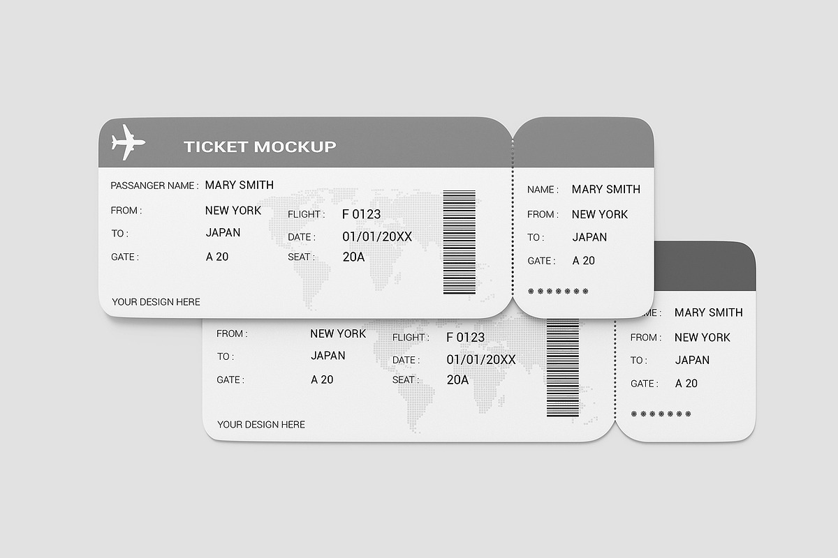 Airline Ticket Mockup with Barcode