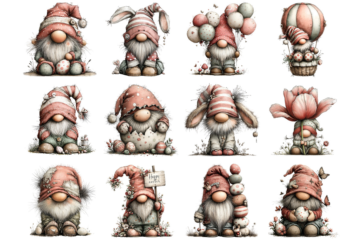 Whimsical Easter Gnome Clipart, a Graphic by CitraGraphics (Photo 2 of 4)