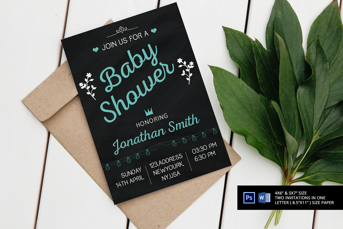 Chalkboard Baby Shower Invitation, an Invitation Template by SmmrDesign (Photo 1 of 3)