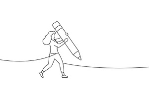 Woman running with giant pencil, a Person Illustration by GraphiShop