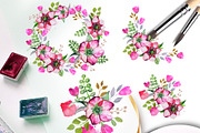 Watercolor clipart; Romantic wreath, an Illustration by Download Graphic Art (Thumbnail 4 of 8)