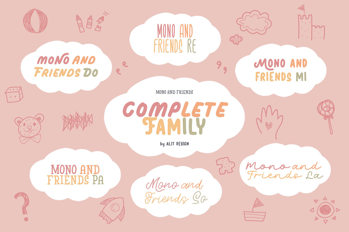 Mono and Friends, a Script Font by alit design (Photo 3 of 20)