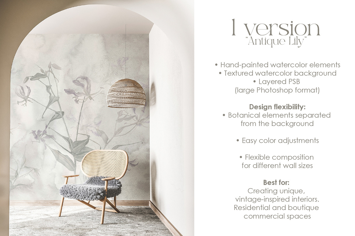 Glorioza floral wall mural, a Wallpaper Graphic by Timofi Art (Photo 3 of 18)