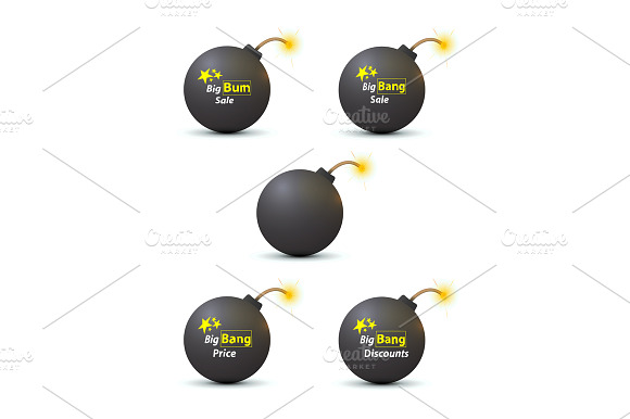 Vector Black Bomb With Sale Sticker