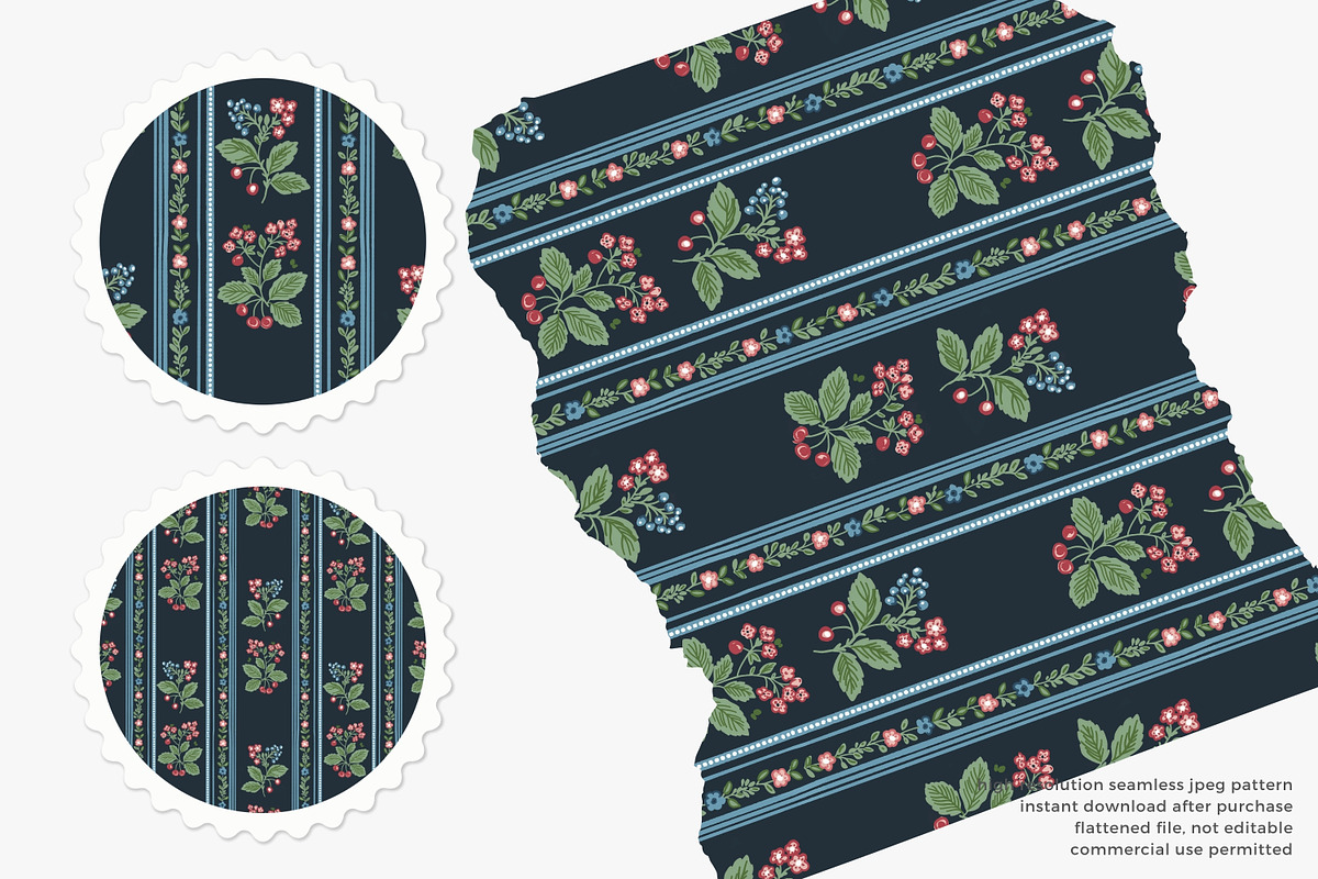 olk berry stripe seamless pattern, a Pattern Graphic by Pink Studio Art (Photo 2 of 4)
