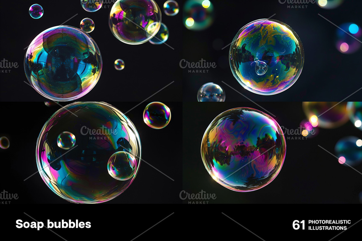 Soap bubbles. 61 images, an Abstract Photo by Handmadefont (Photo 5 of 13)