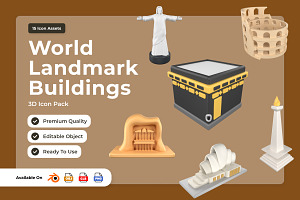 Famous World Architecture 3D Icons, an Object Illustration by twinstd