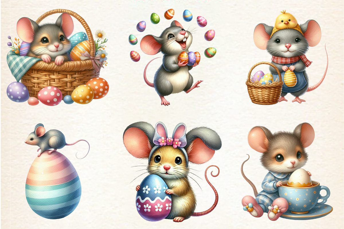 Funny Easter Mouse Clipart, an Illustration by DreamArtGraphic (Photo 4 of 4)