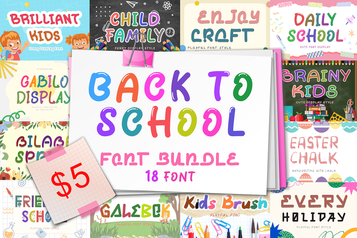 Back To School Font Bundle, a Blackletter Font by Yoga Letter
