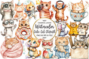 Cute Cat Sublimation Clipart, an Illustration by OK Design