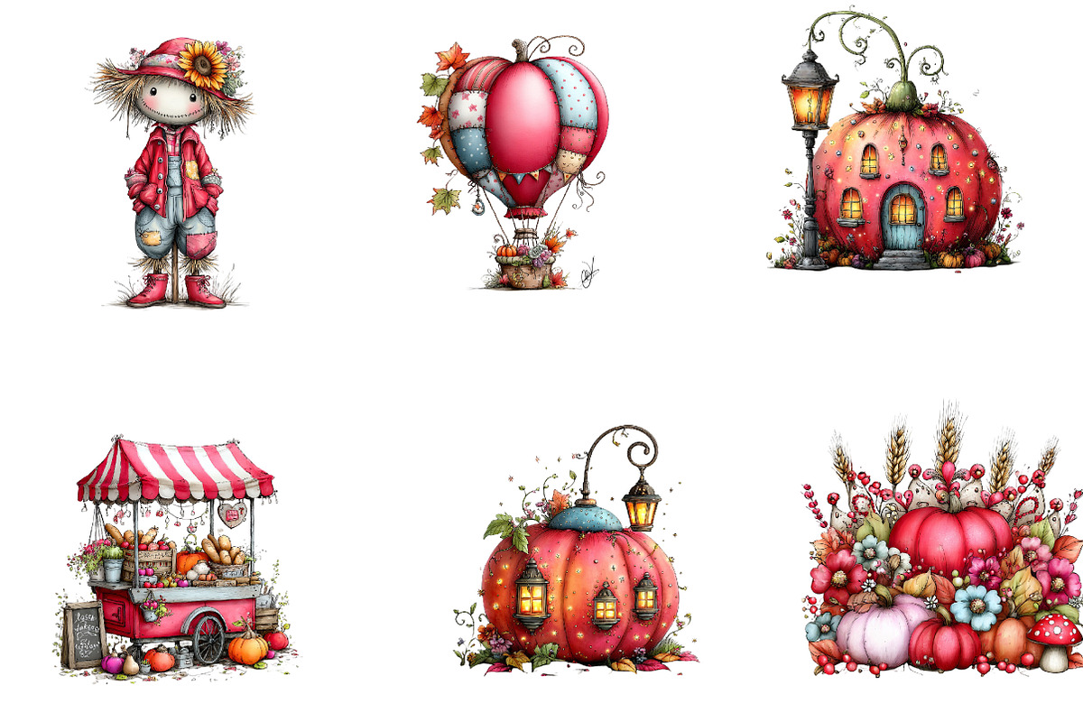 Whimsical Fall Harvest Clipart, a Seasonal Illustration by CreationArt (Photo 5 of 5)