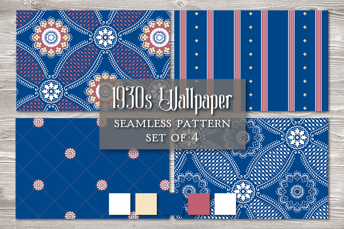 Vintage Seamless Pattern Navy/Spice, a Pattern Graphic by Barbara's iCandy (Photo 1 of 7)