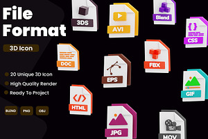 File Format 3D Icon Pack, a 3D by novia99design