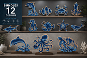 Ocean Animals Laser Cut SVG Bundle, an Animal Illustration by OTVEY DESIGN (Thumbnail 1 of 5)