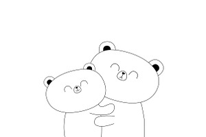 Bear hugging couple family. Mother