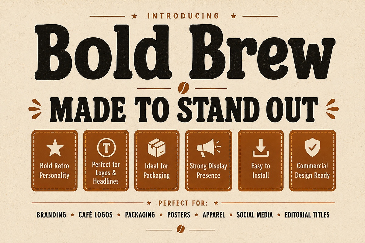 Bold Brew – Bold Retro Display Font, a Slab Serif Font by Wow Magic (Photo 2 of 5)