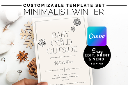 Minimalist Winter Baby Shower Invite