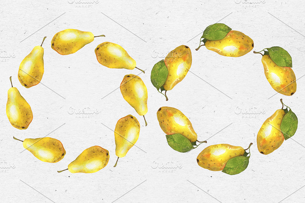 Juice pears. Watercolor collection, a Decorative Illustration by Maria's little shop (Photo 4 of 11)
