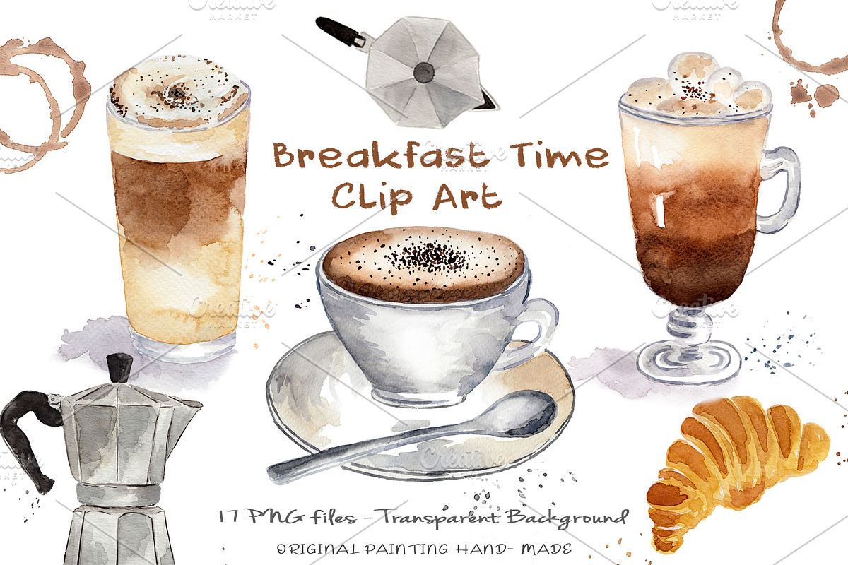 Watercolo Breakfast - Coffee Time, a Food Illustration by MaraquelaStudio (Photo 1 of 7)