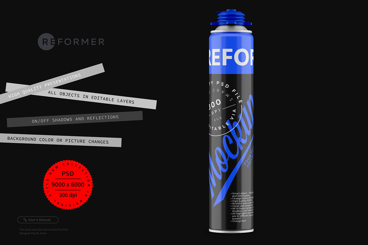 Polyurethane Foam Bottle Mockup, a Packaging Mockup by Reformer Mockup (Photo 5 of 6)