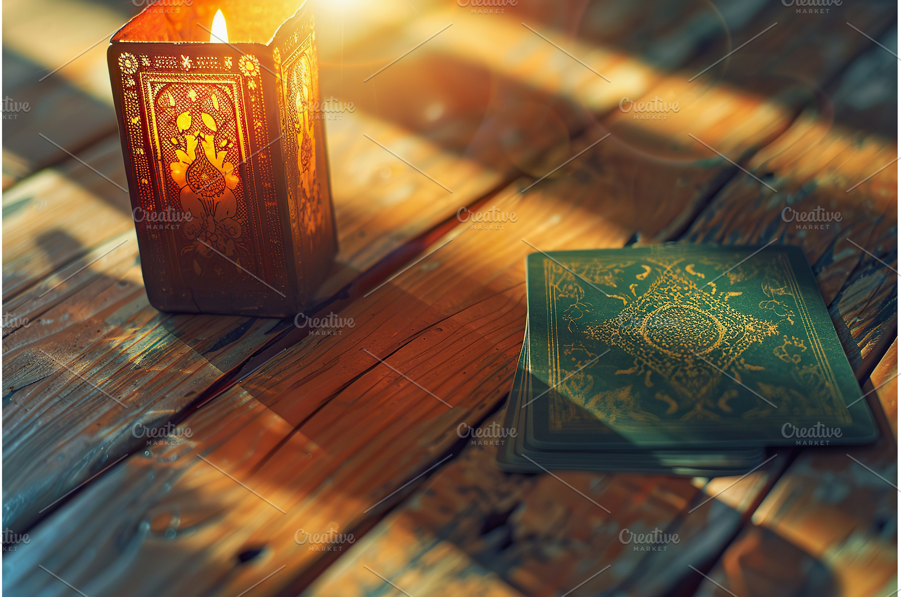 Mystical Tarot Cards and Candle on, an Architecture Photo by Lermont51