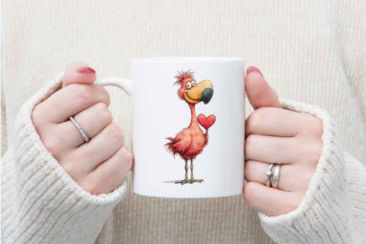 Whimsical Funny Valentines Flamingo, an Illustration by Watercolor design (Photo 8 of 8)