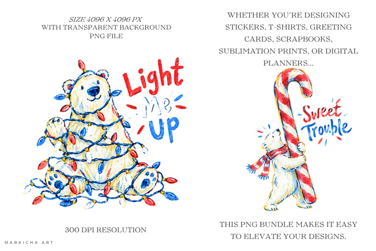Quirky Christmas Polar Bear PNG, a Seasonal Illustration by Markicha Art (Photo 2 of 5)