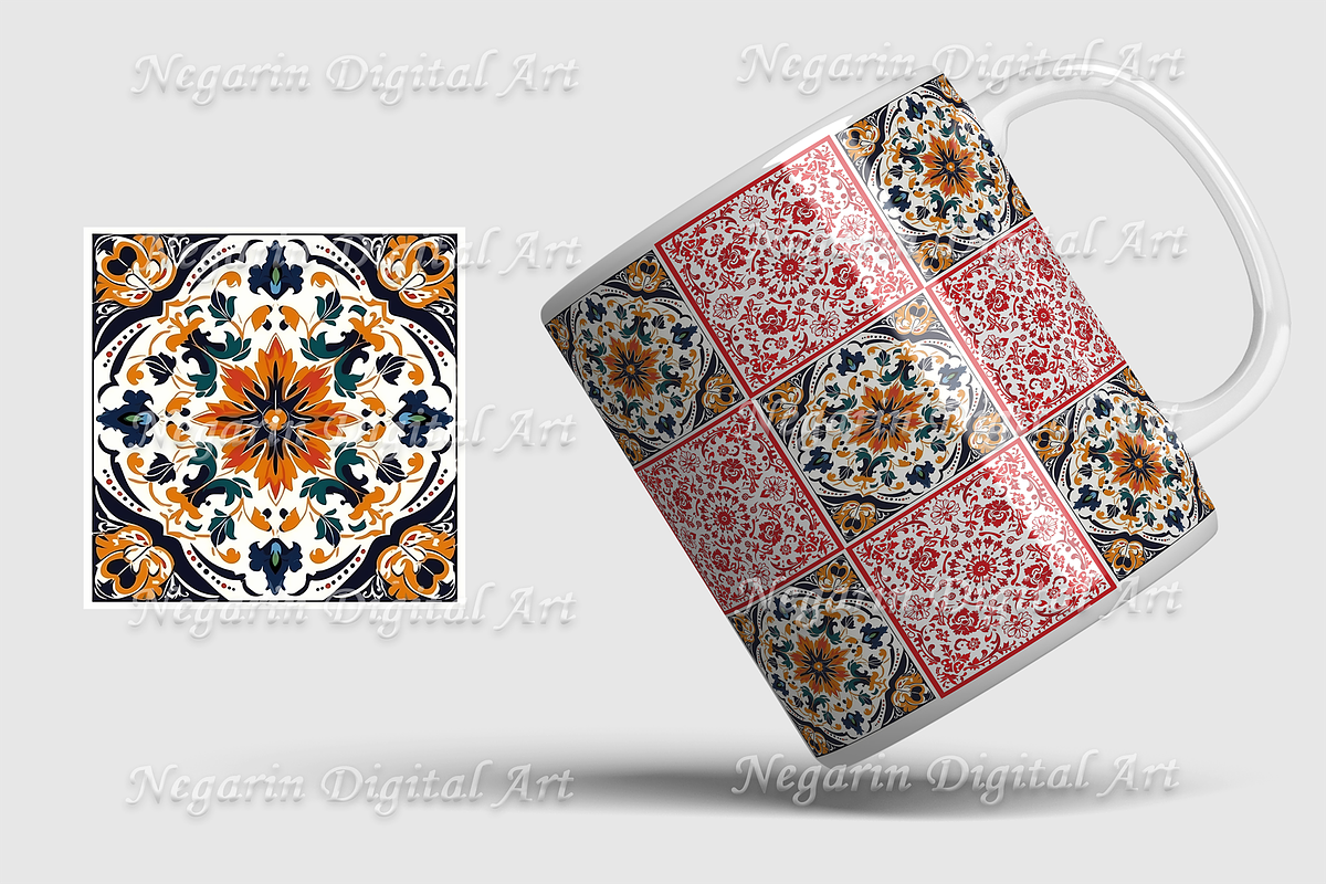 Portuguese Azulejo Pattern Tile V3, a Pattern Graphic by Negarin Digital Art (Photo 6 of 8)