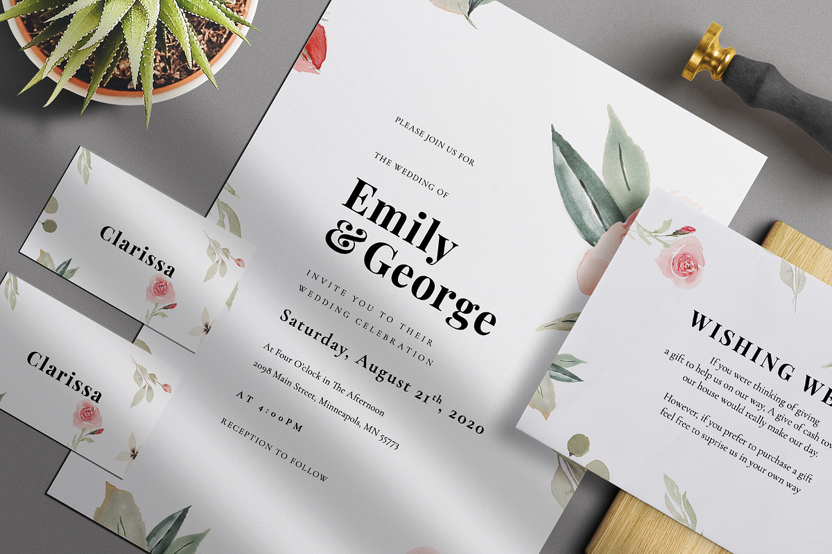 Watercolour Floral Wedding Suite, an Invitation Template by Azka Creative (Photo 1 of 9)