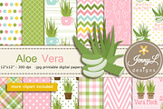 Aloe Vera Digital Papers and Clipart, a Pattern Graphic by JennyL Designs (Thumbnail 1 of 8)