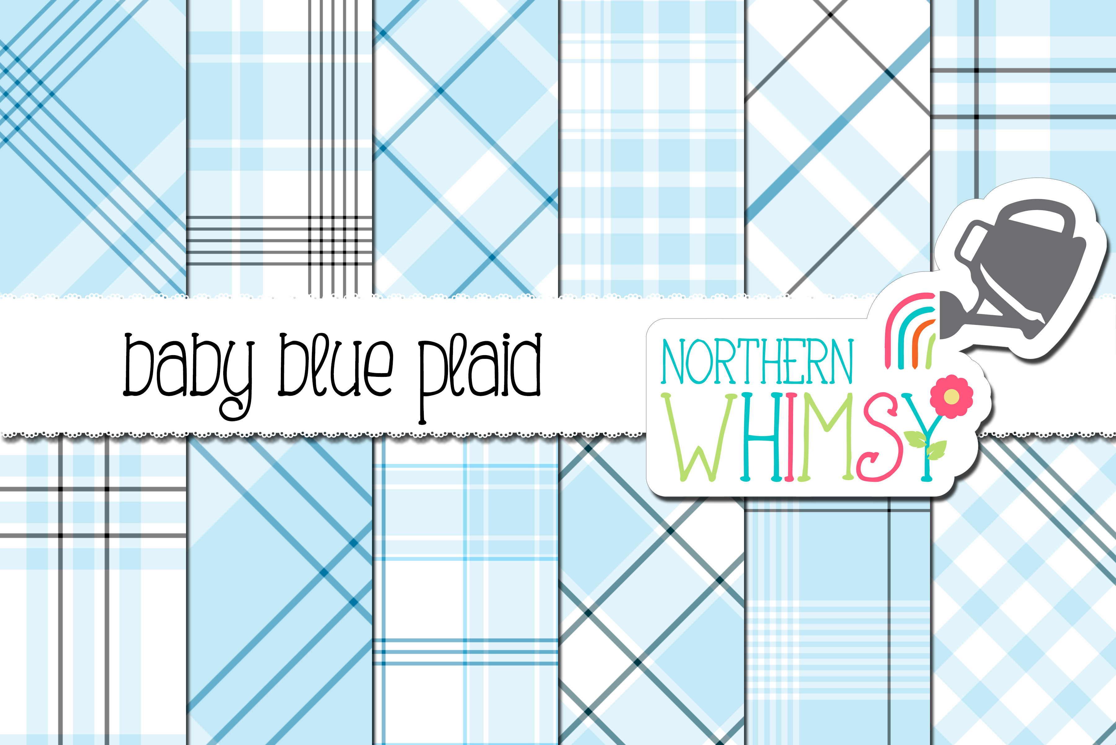 Pastel Blue Plaid Patterns, a Pattern Graphic by Northern Whimsy Design