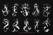 10 Bundle Dark Art Mermaid Girl, an Illustration by Morspective (Thumbnail 6 of 7)