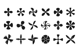 Boat fan propeller screw icons set, an Object Illustration by Valerie Bodnar