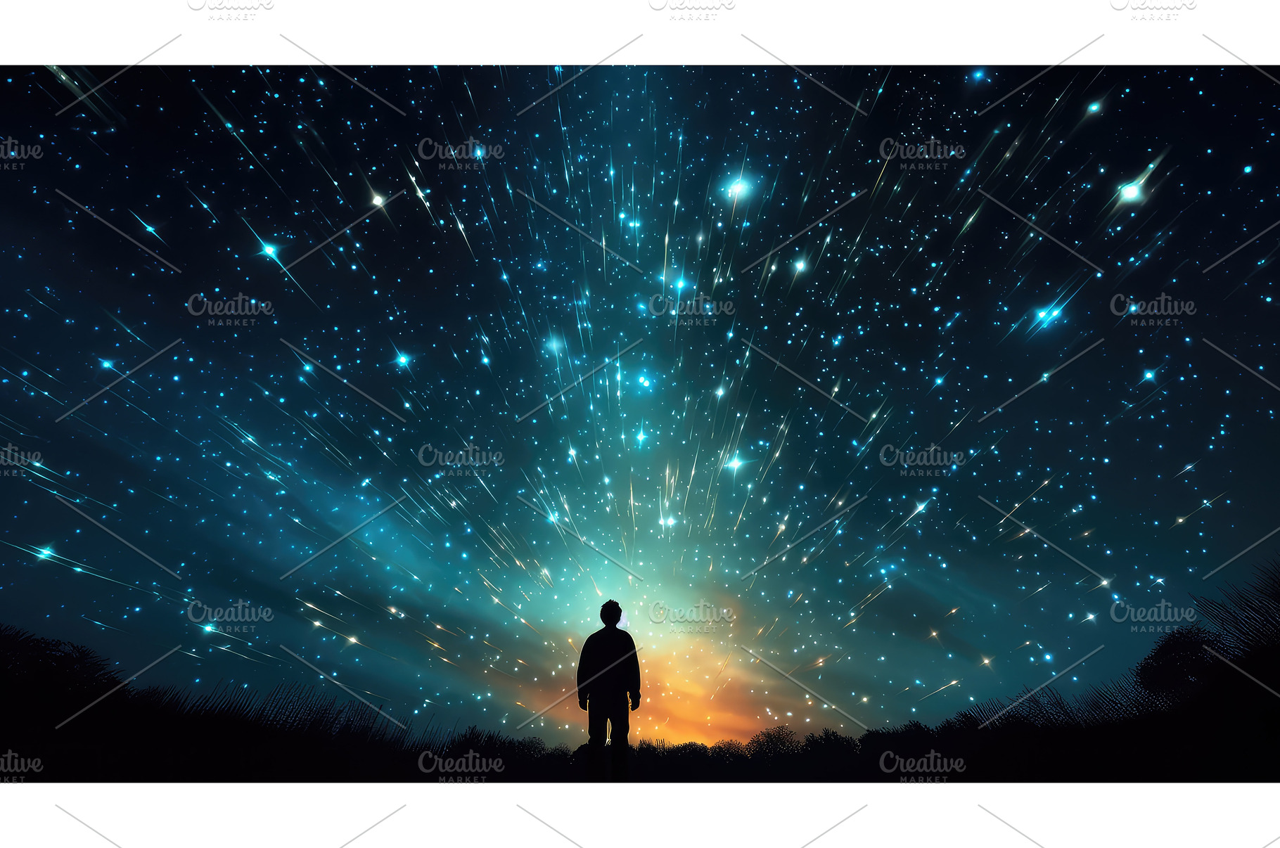 sky falling stars background ai, a Nature Photo by pikepicture