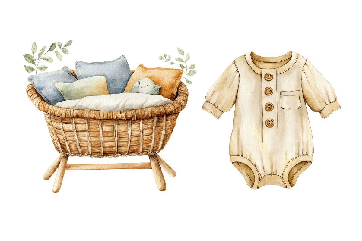 Neutral Baby Watercolor Clipart, an Illustration by Dream Creation (Photo 9 of 9)