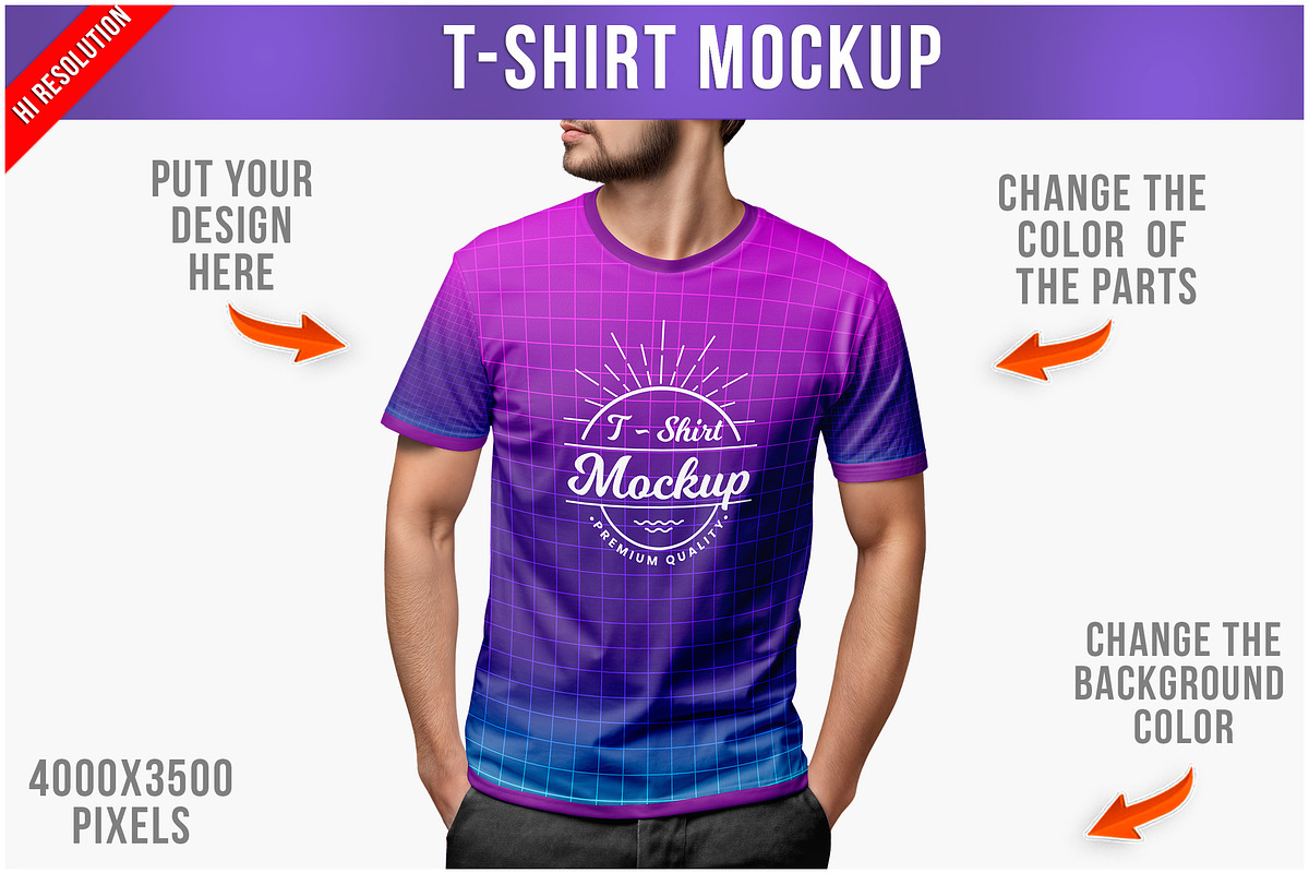 Young Man in a T-Shirt Mockup PSD, a Shirt Mockup by Bruno's Shop (Photo 1 of 4)