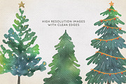 Christmas Trees Watercolor Clipart, an Illustration by Peachycottoncandy (Thumbnail 3 of 3)