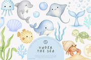 watercolor under the sea clipart, a Decorative Illustration by Pink Studio Art (Thumbnail 1 of 9)