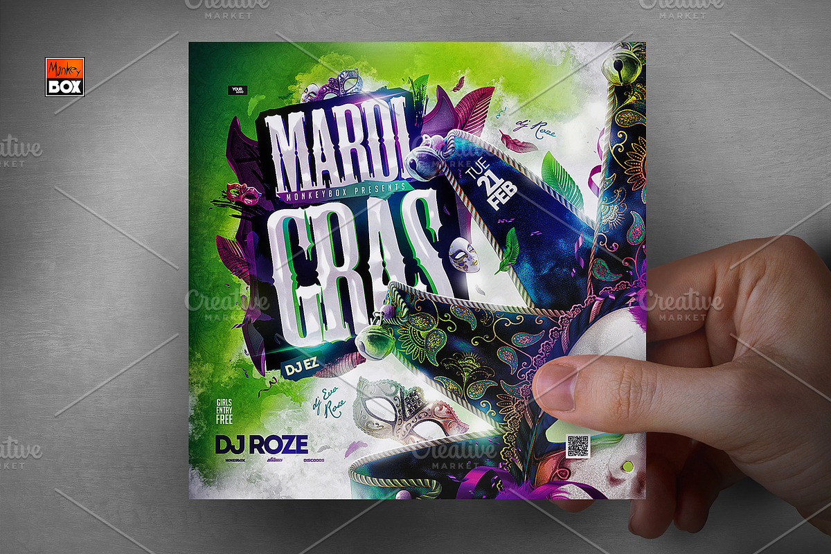 Flyer Template Mardi Gras Party, a Flyer Template by MonkeyBOX (Photo 3 of 3)