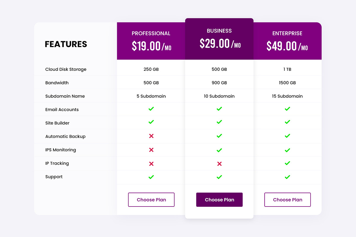 Pricing Tables, a Templates & Theme by Youme Techworld (Photo 5 of 5)