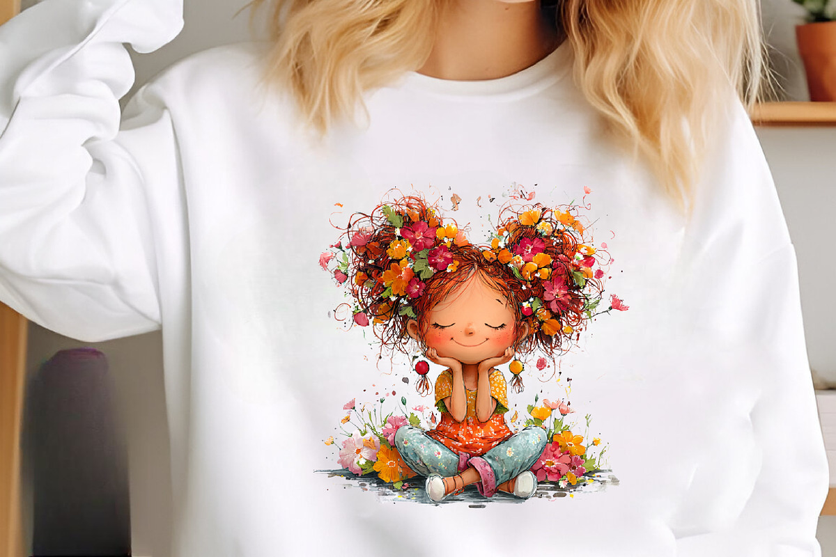 Whimsical girl and flower spring PNG, an Illustration by SinaCreation (Photo 4 of 11)