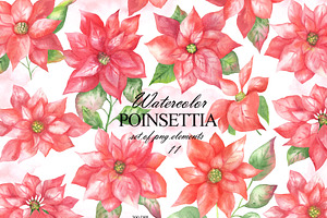 Watercolor poinsettia clipart, an Illustration by OlDm_Shop