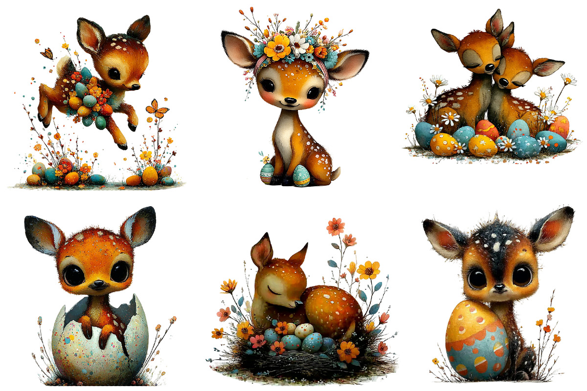 Easter baby deer Clipart, an Illustration by Designworld (Photo 3 of 5)