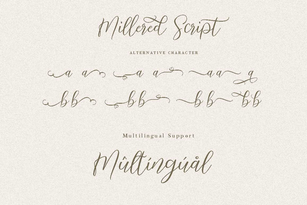 Millered - Beautiful Font Script, a Script Font by Dirtytemp Studio (Photo 12 of 12)